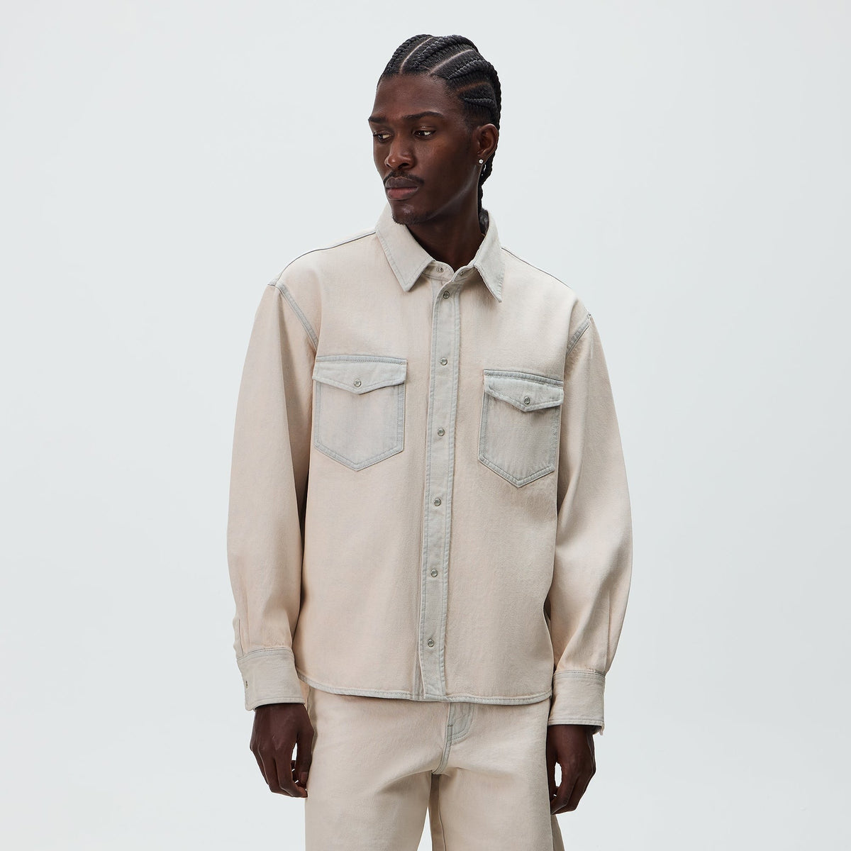 Kith Midweight Denim Long Sleeve Warwick Shirt - Washed Pastel
