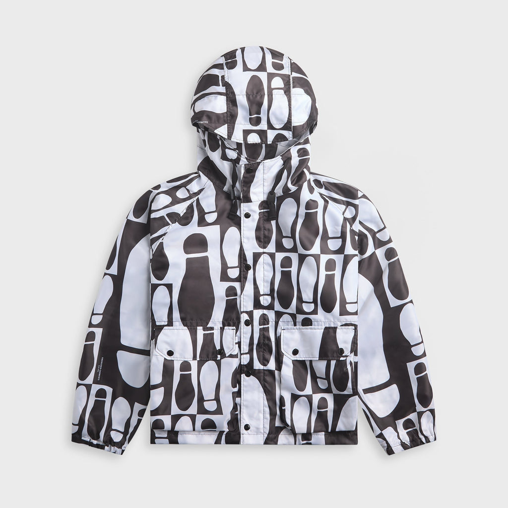 Engineered Garments Foot Print Polyester Pilot Twill Parka - White / Black