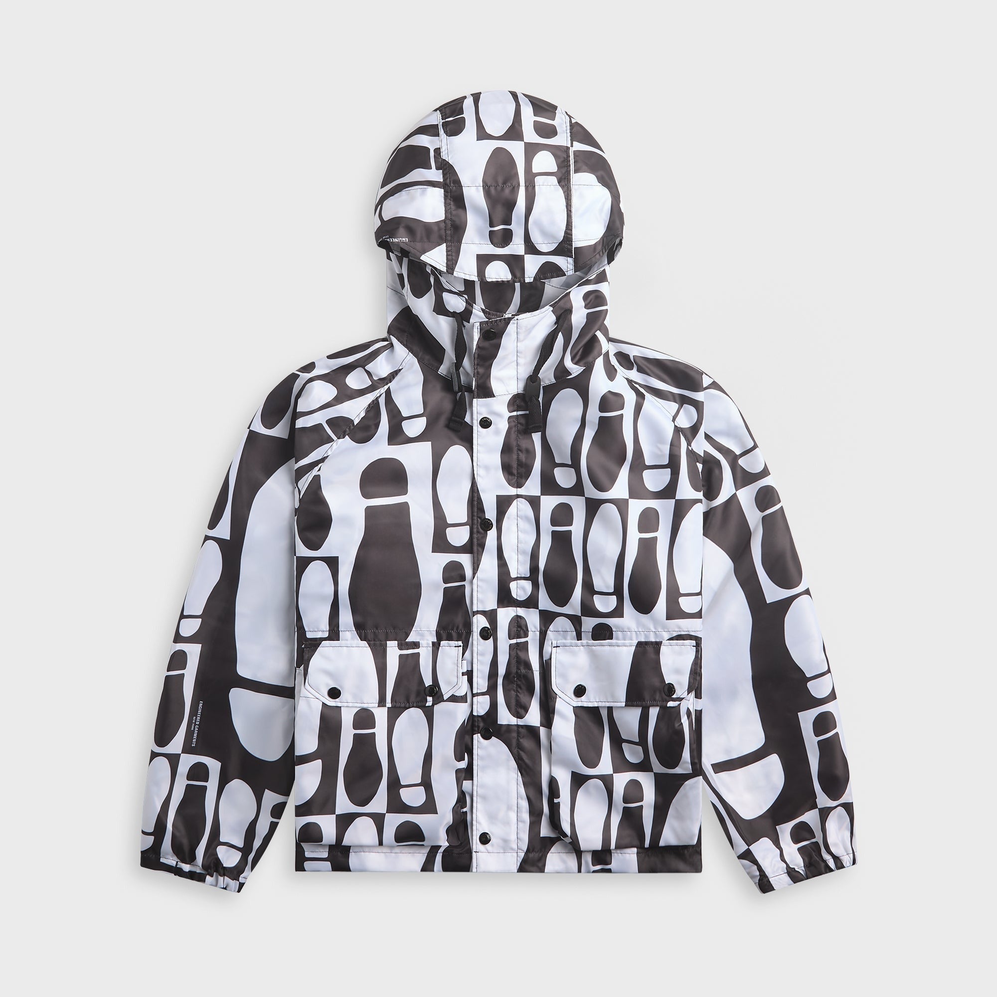 Engineered Garments Foot Print Polyester Pilot Twill Parka - White / Black