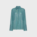 Oseree Lumiere Lurex Sleeves Shirt - Sea Turquoise