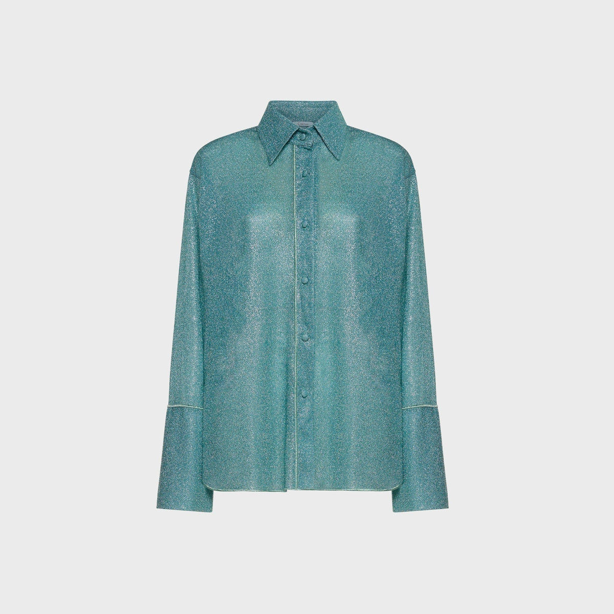 Oseree Lumiere Lurex Sleeves Shirt - Sea Turquoise