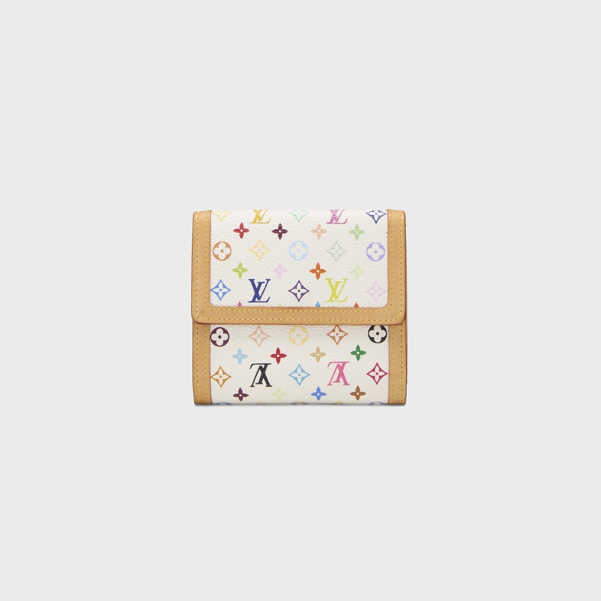 WGACA Louis Vuitton Monogram Multicolor Porte-Monnaie Flat Wallet - White / Multi