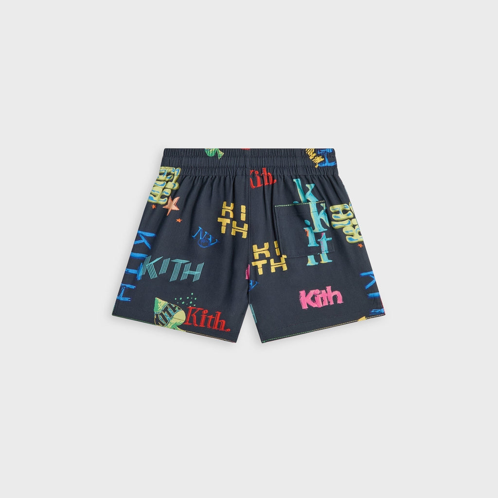 Kith Kids Thompson Camp Tossed Monogram Short - Nocturnal