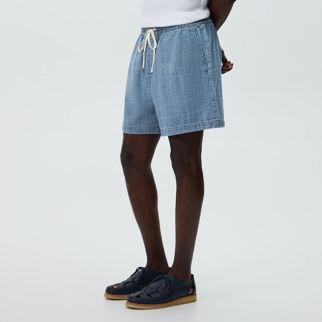 Kith Textured Indigo Weave Cayden Short - Light Indigo