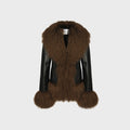 Susanna Chow Dorothy Leather Coat - Black / Brown Trim