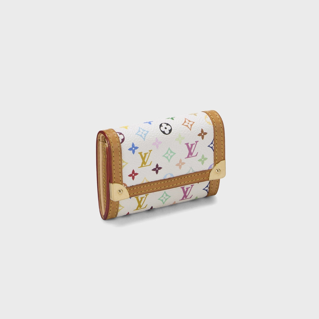 WGACA Louis Vuitton x Takashi Murakami Monogram Porte Monnaie Plat Coin Wallet- White / Multi