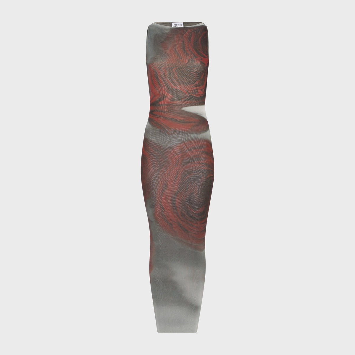 Jean Paul Gaultier Printed Blurry Roses Dress - White / Grey / Red
