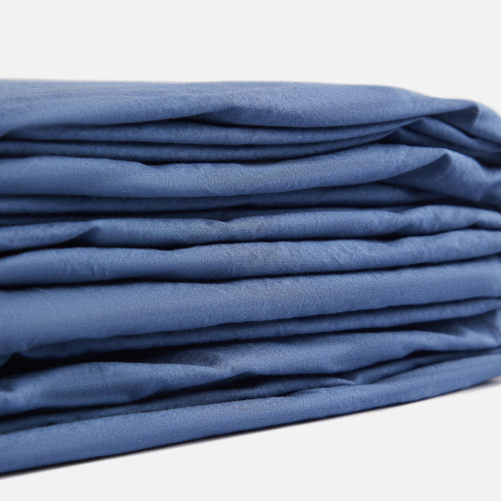 Tekla Percale Queen Duvet Cover - Midnight Blue