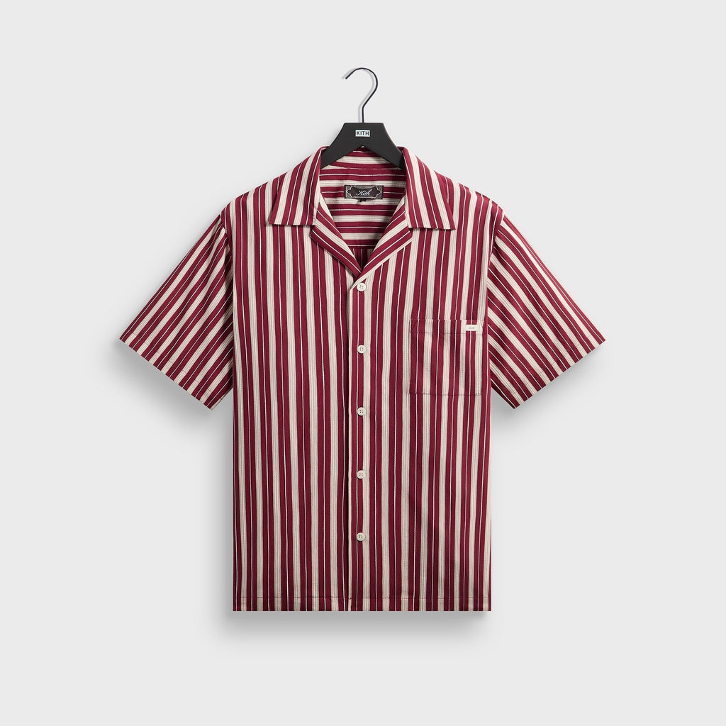 Kith Barre Stripe Thompson Camp Collar Shirt - Plum