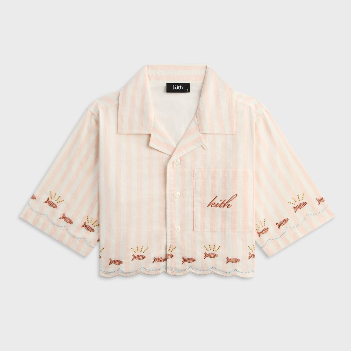 Kith Kids Embroidered Cropped Thompson Camp Shirt - Sahara