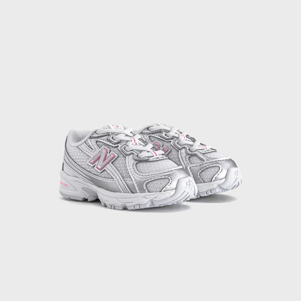 New Balance TD 740 Bungee Lace - Silver Metallic / Signal Pink