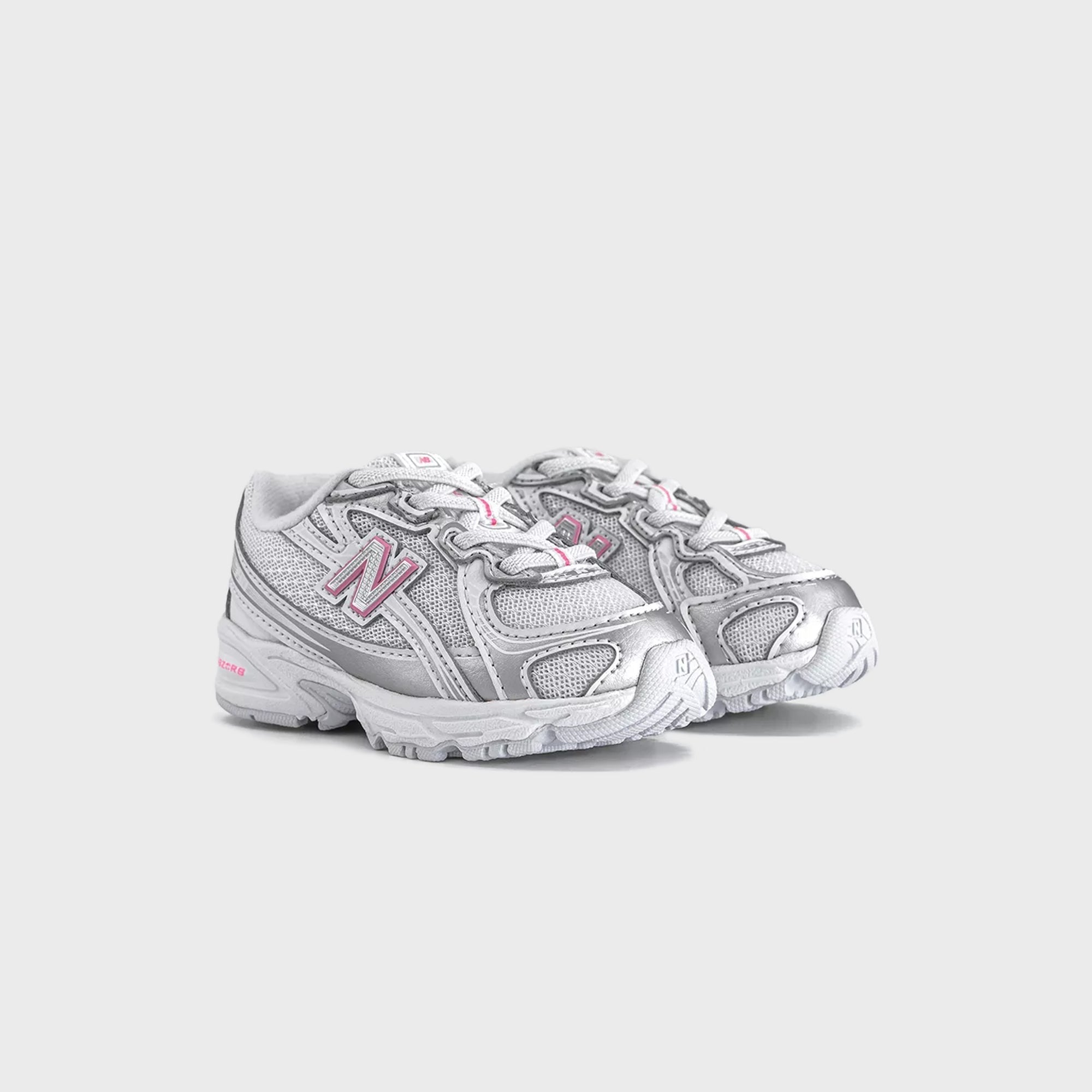 New Balance TD 740 Bungee Lace - Silver Metallic / Signal Pink