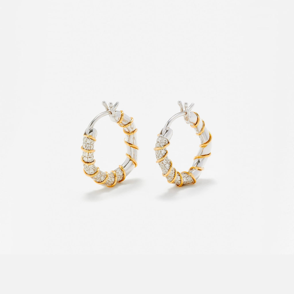 Yvonne Leon Mini Creole Twists Earrings - Gold / White
