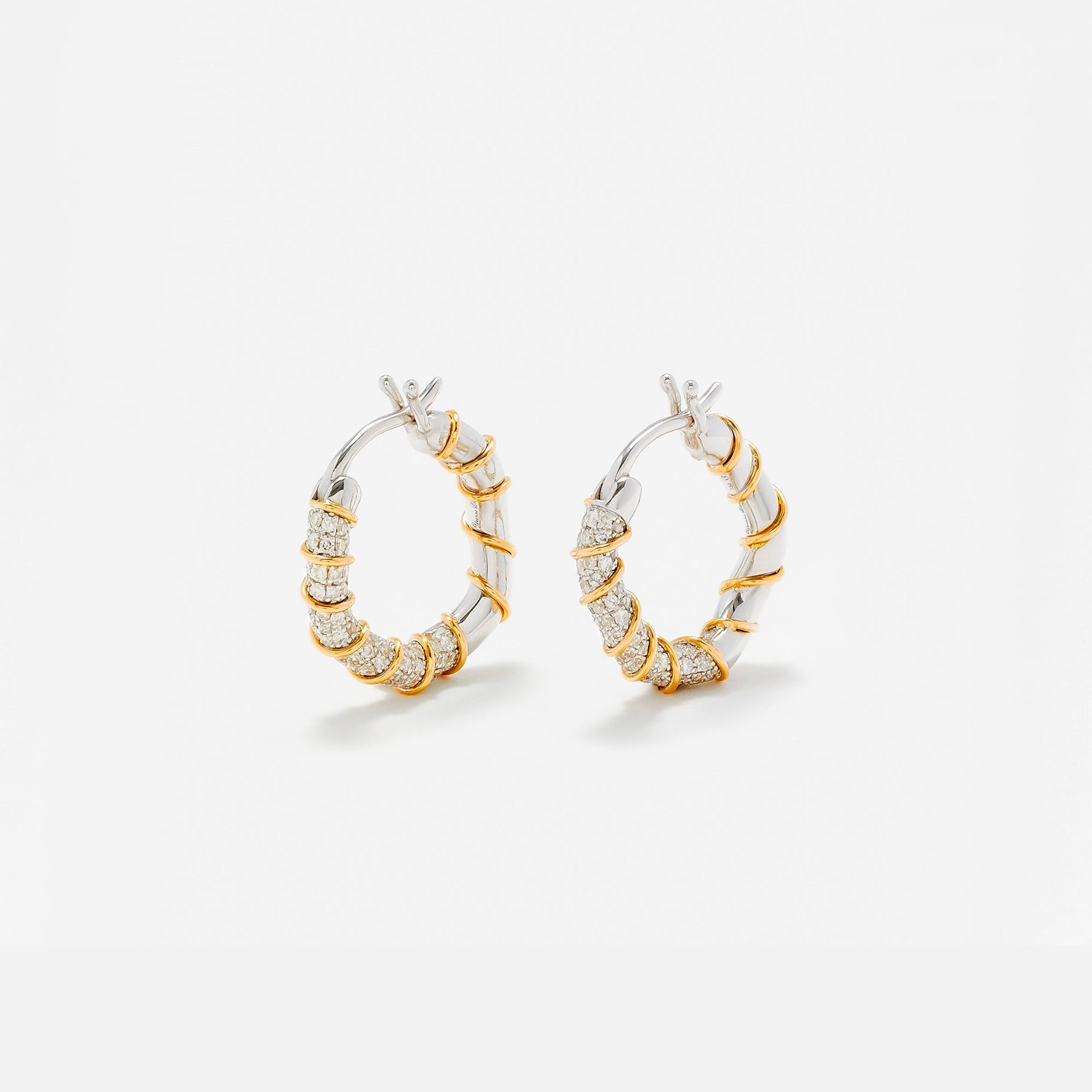 Yvonne Leon Mini Creole Twists Earrings - Gold / White