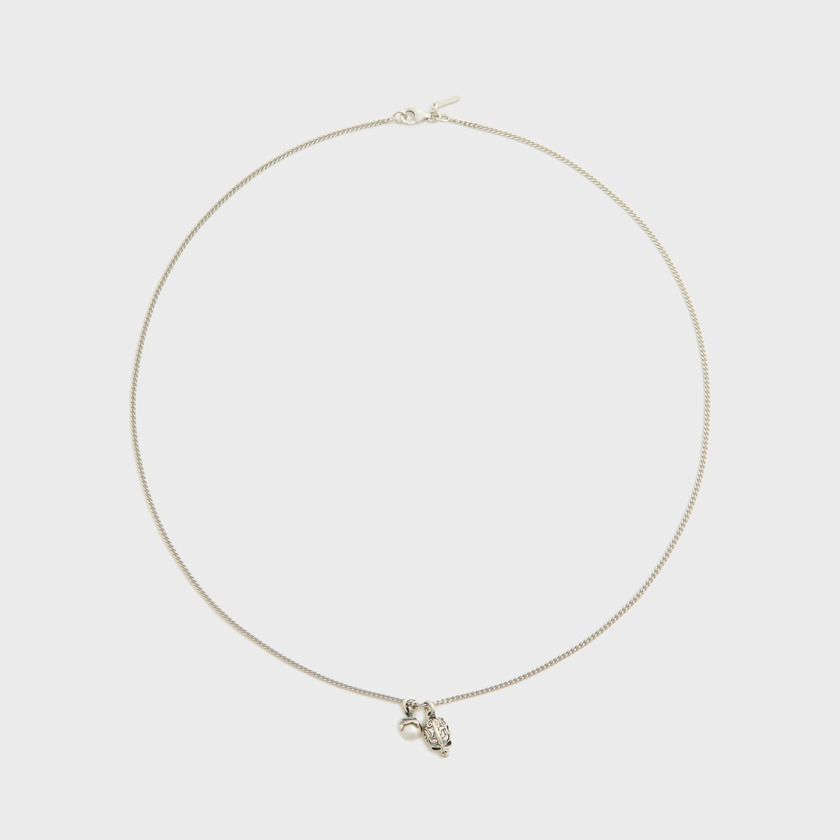 Emanuele Bicocchi Flourish Skull Pearl Necklace - Silver