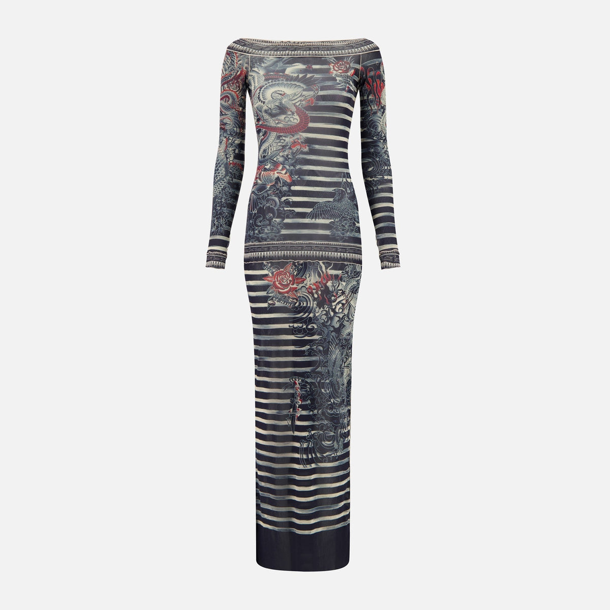 Jean Paul Gaultier Long Boat Neck Dress with Long Sleeves - Marinier
