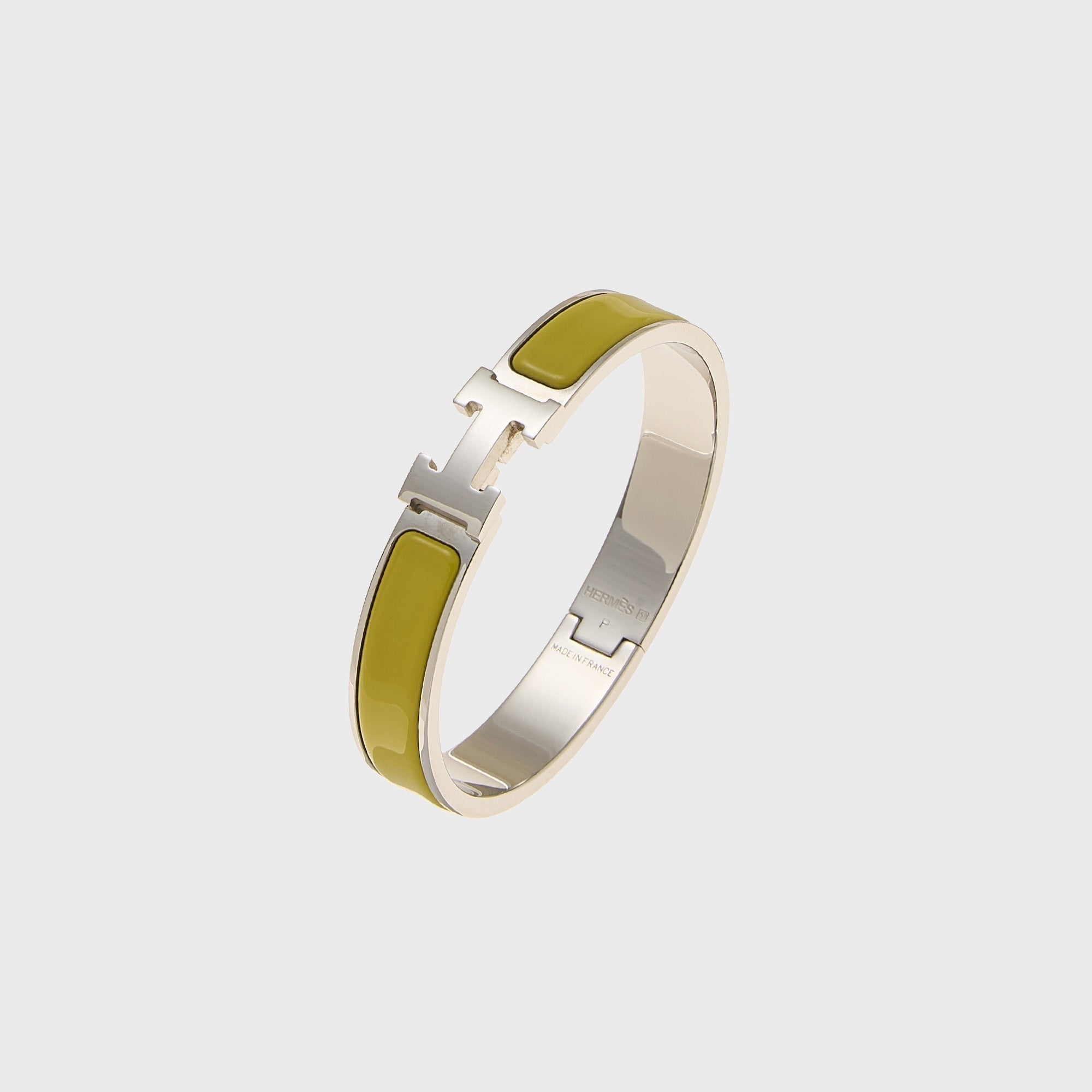 WGACA Hermes Clic Clac Narrow H Bracelet - Yellow / Silver