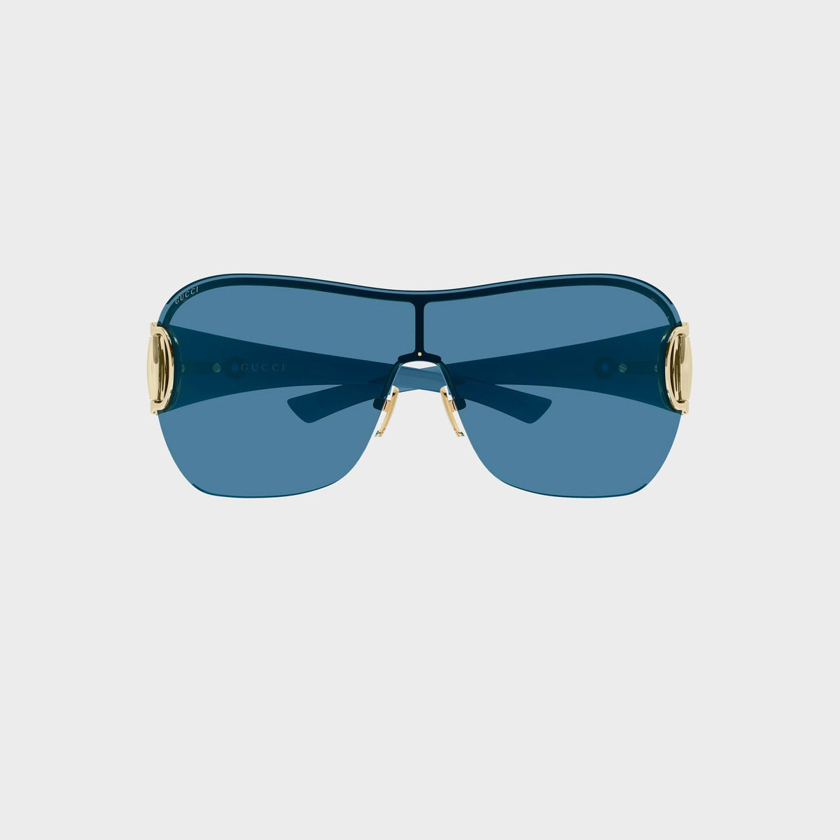 Gucci Rimless Mask Sunglasses - Gold / Blue