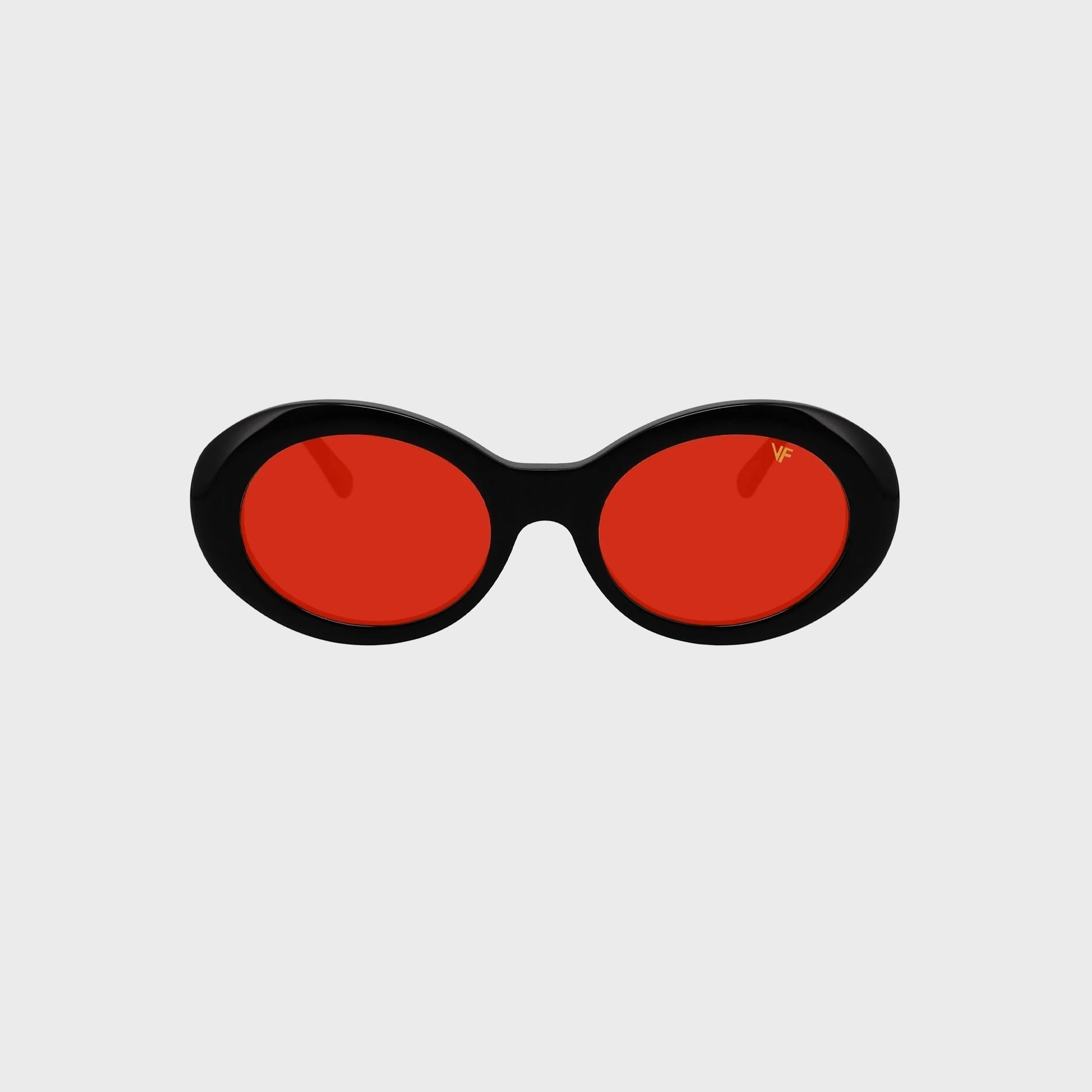 Vintage Frames Cobain Black Acetate Sunglasses - Red Solid