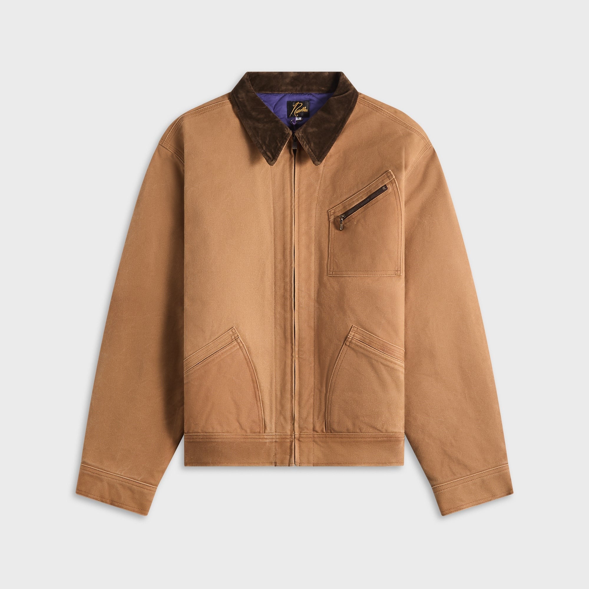 Needles Zipped Work Jacket - Duck Canvas / Kakishibu Paint / Dark Brown