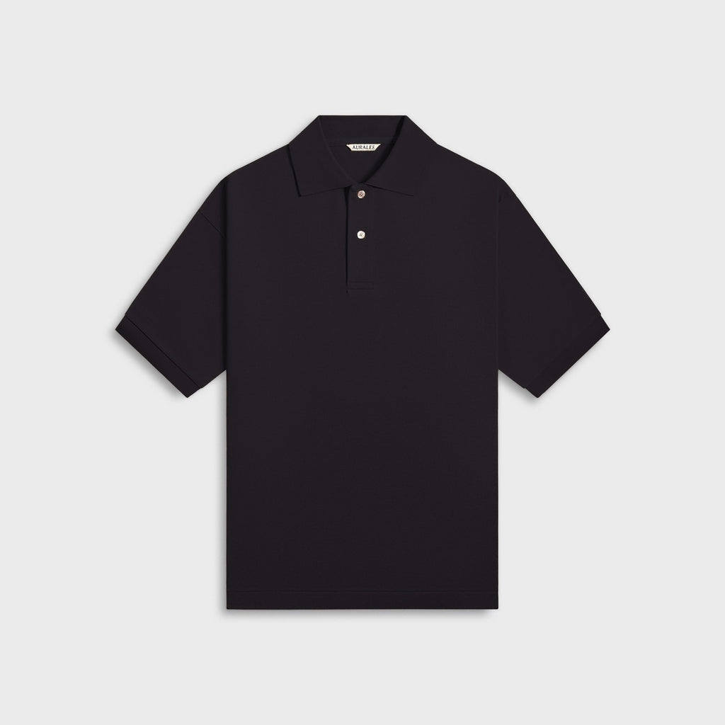 Auralee Pima Cotton Heavy Pique Polo - Dark Navy