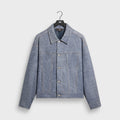 Kith Leather Denim Dario Trucker Jacket - Mid Indigo