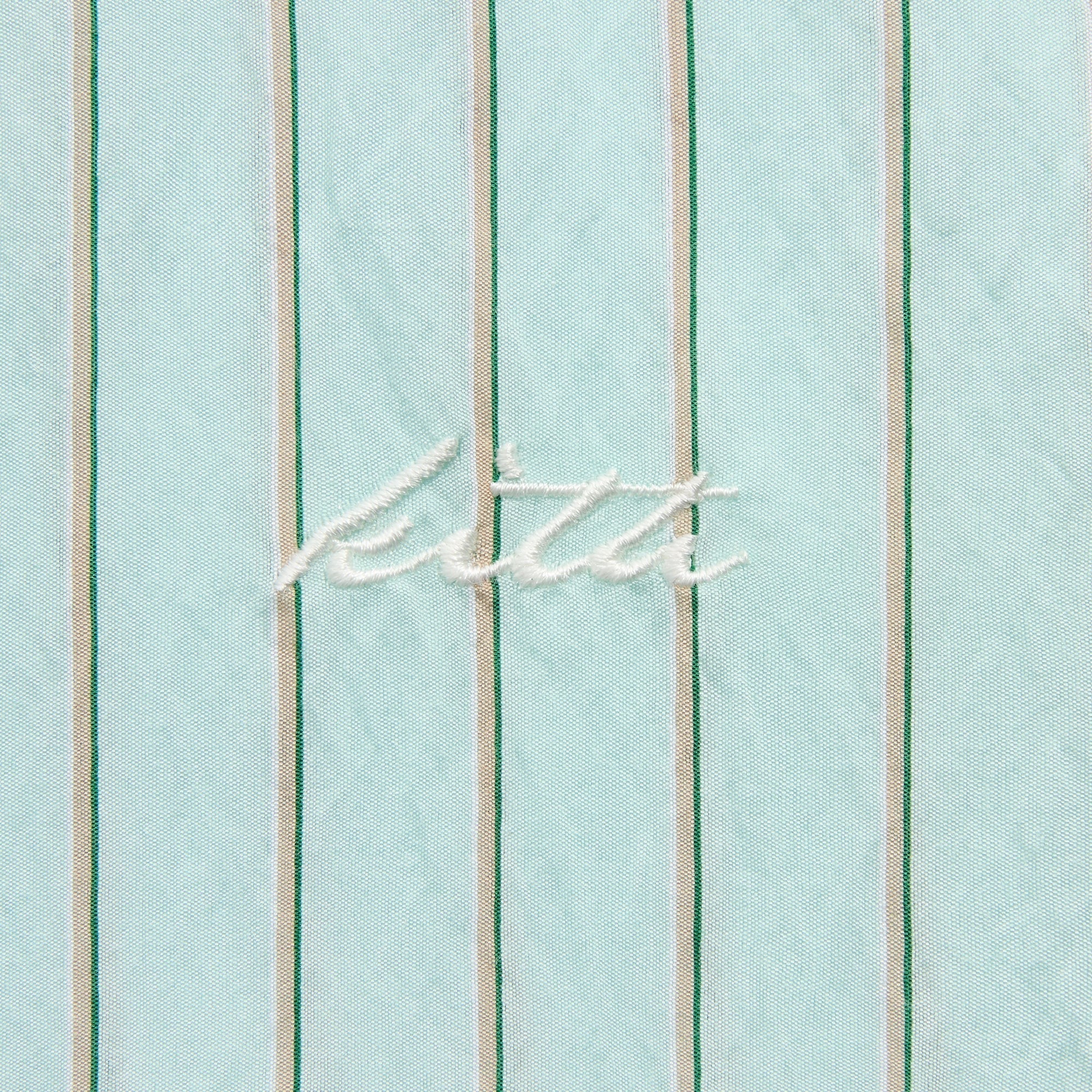 Kith Striped Poplin Thompson Zip Front Shirt - Breezeway
