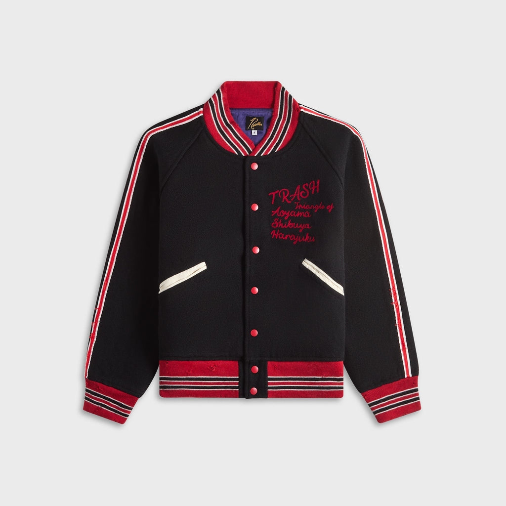 Needles Deconstructed Lettered Wool Melton Jacket - Black