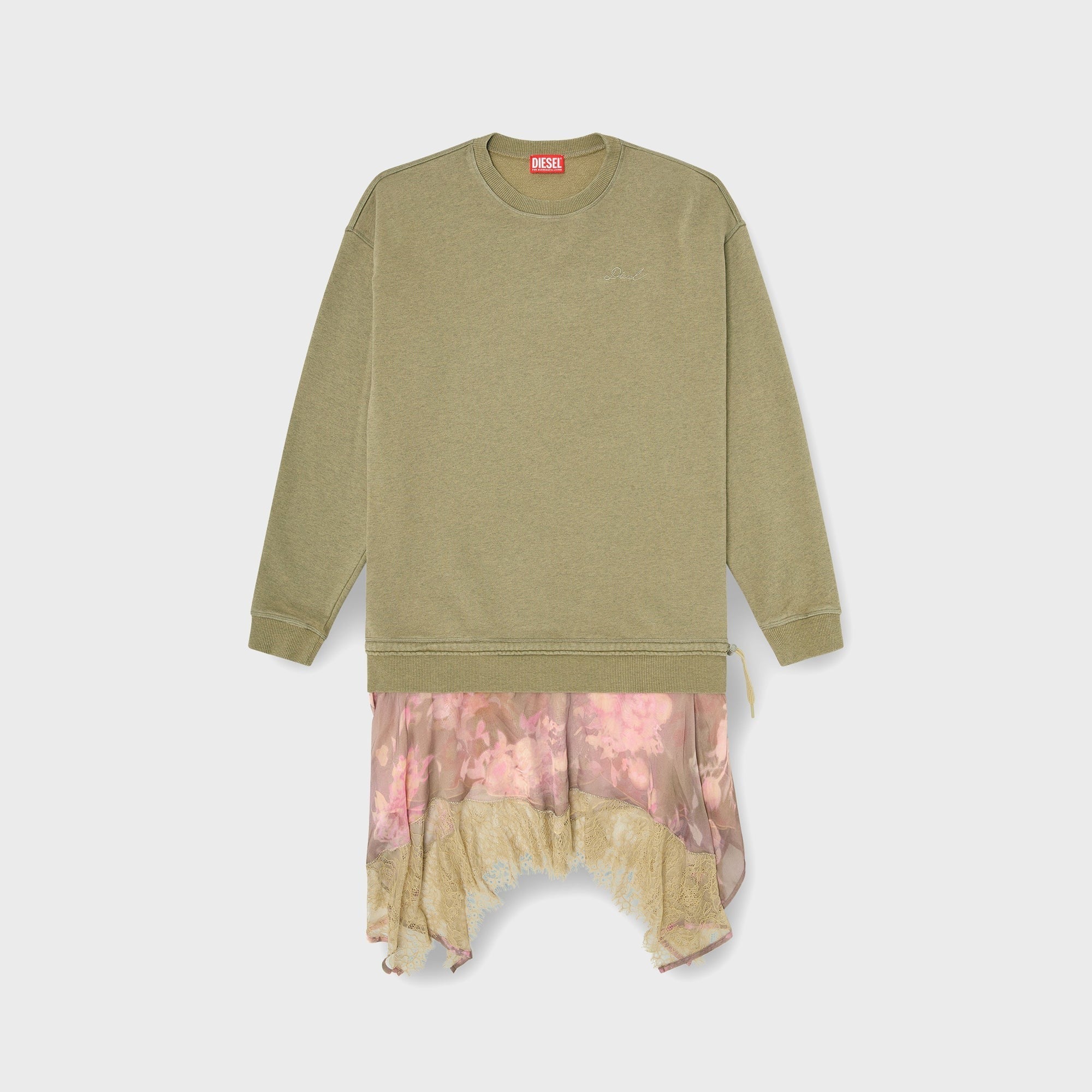 Diesel Sweatshirt With Chiffon And Lace Skirt Dress - Multi