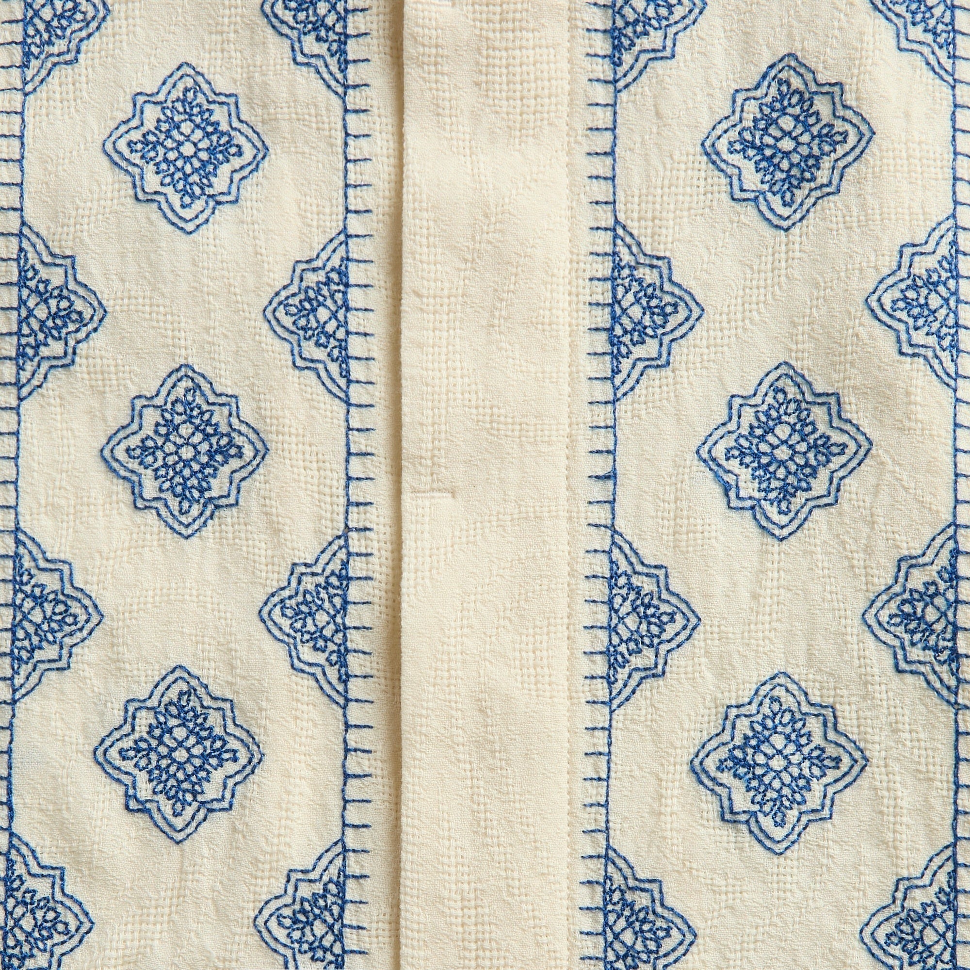 Orlebar Brown Maitan Relaxed Fit Carnival Embroidery Shirt - White Sand / Nightfall Blue