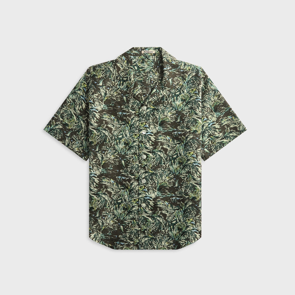 Auralee Printed Airy Silk Half-Sleeved Shirt - Dark Brown