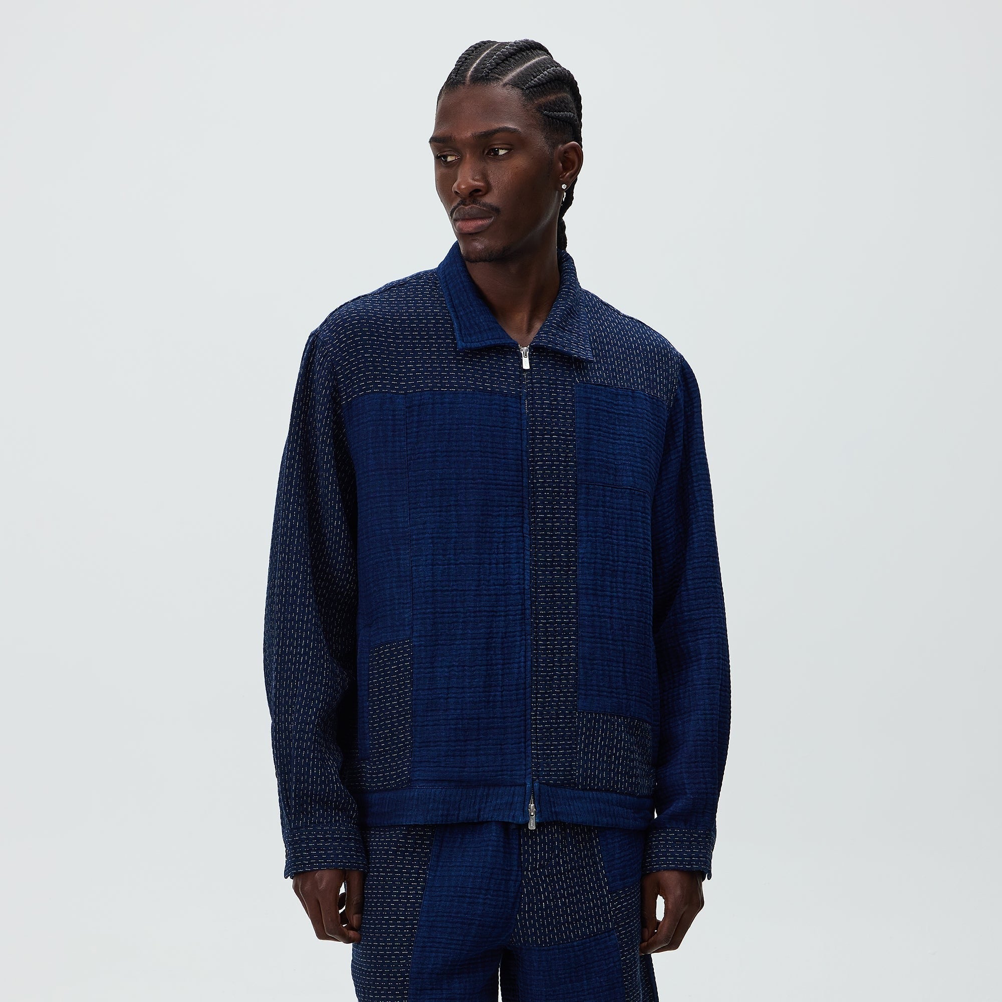 Kith Stitched Patchwork Connor Blouson Jacket - Dark Indigo