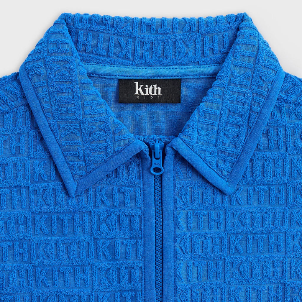 Kith Kids Textured Monogram Zip Front Camp Shirt - Greek