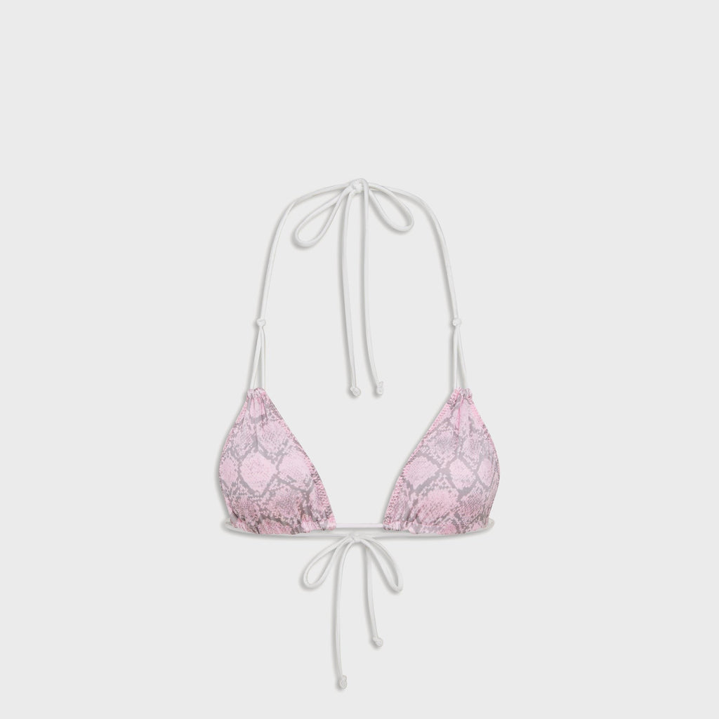 Frankies Bikinis Reversible Ari Satin Top - Pink Stripe