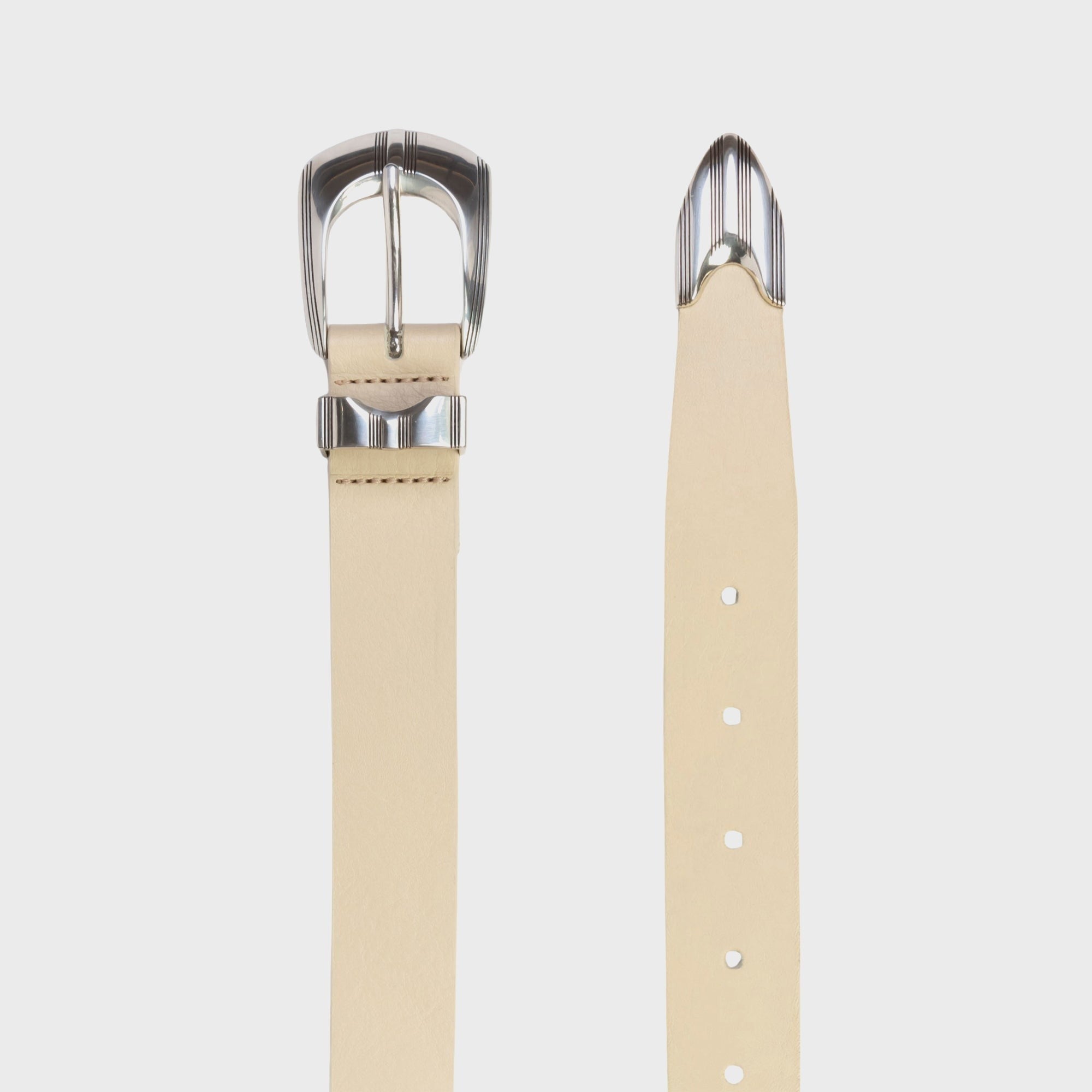 Black Suede Studio Neve Belt - Cream Leather