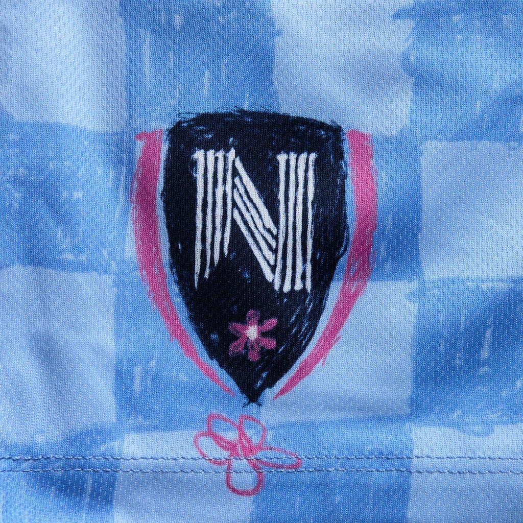 NAHMIAS Scribble Check Soccer Short - Blue Iris
