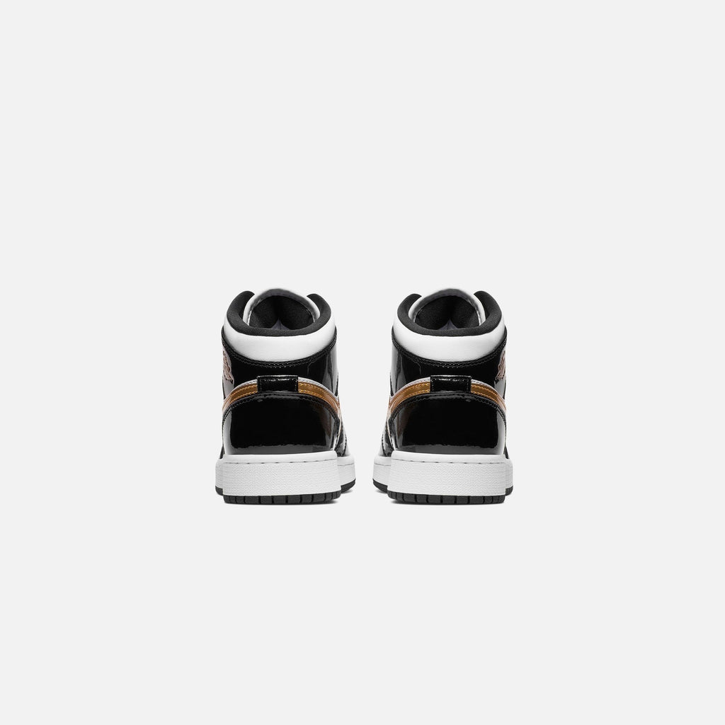 Nike GS Air Jordan 1 Mid SE - Black / Metallic Gold / White