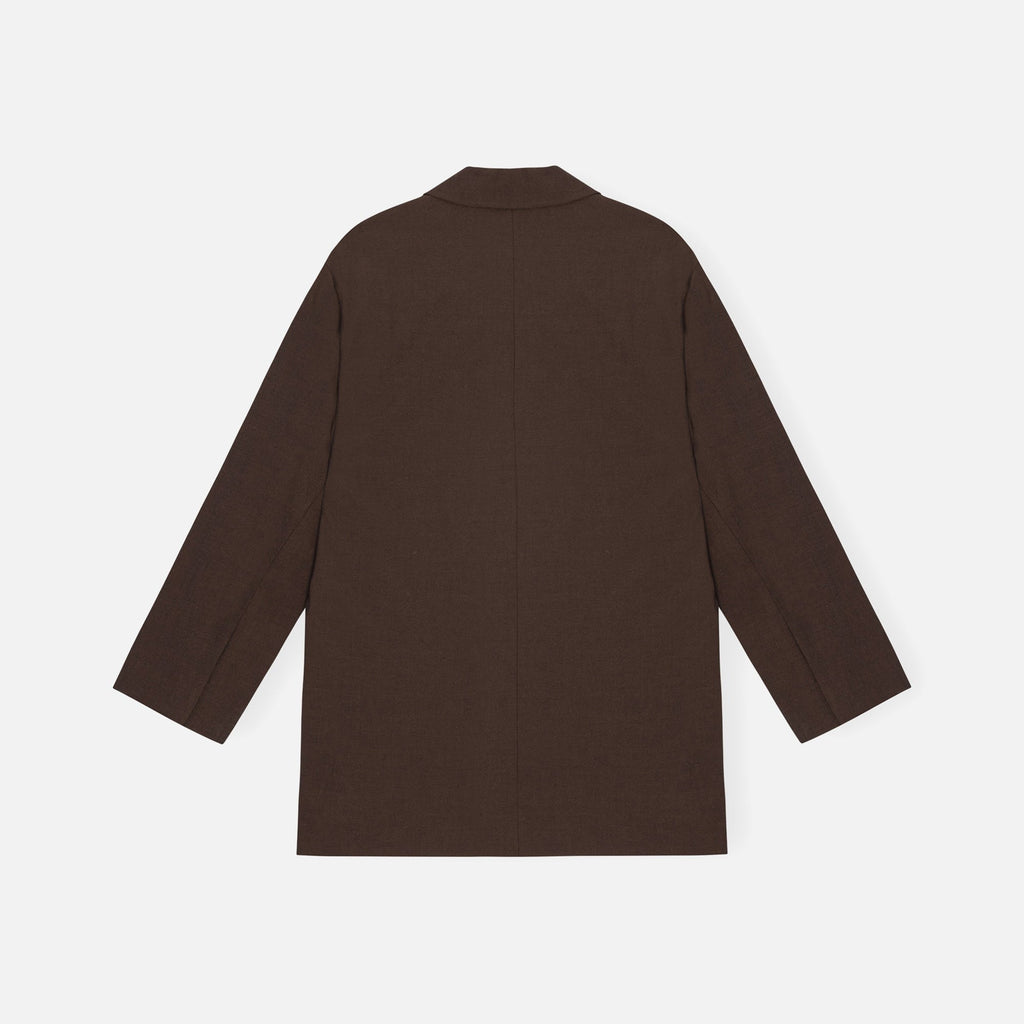 Ganni Drapey Melange Dropped Shoulder Boxy Blazer - Mole