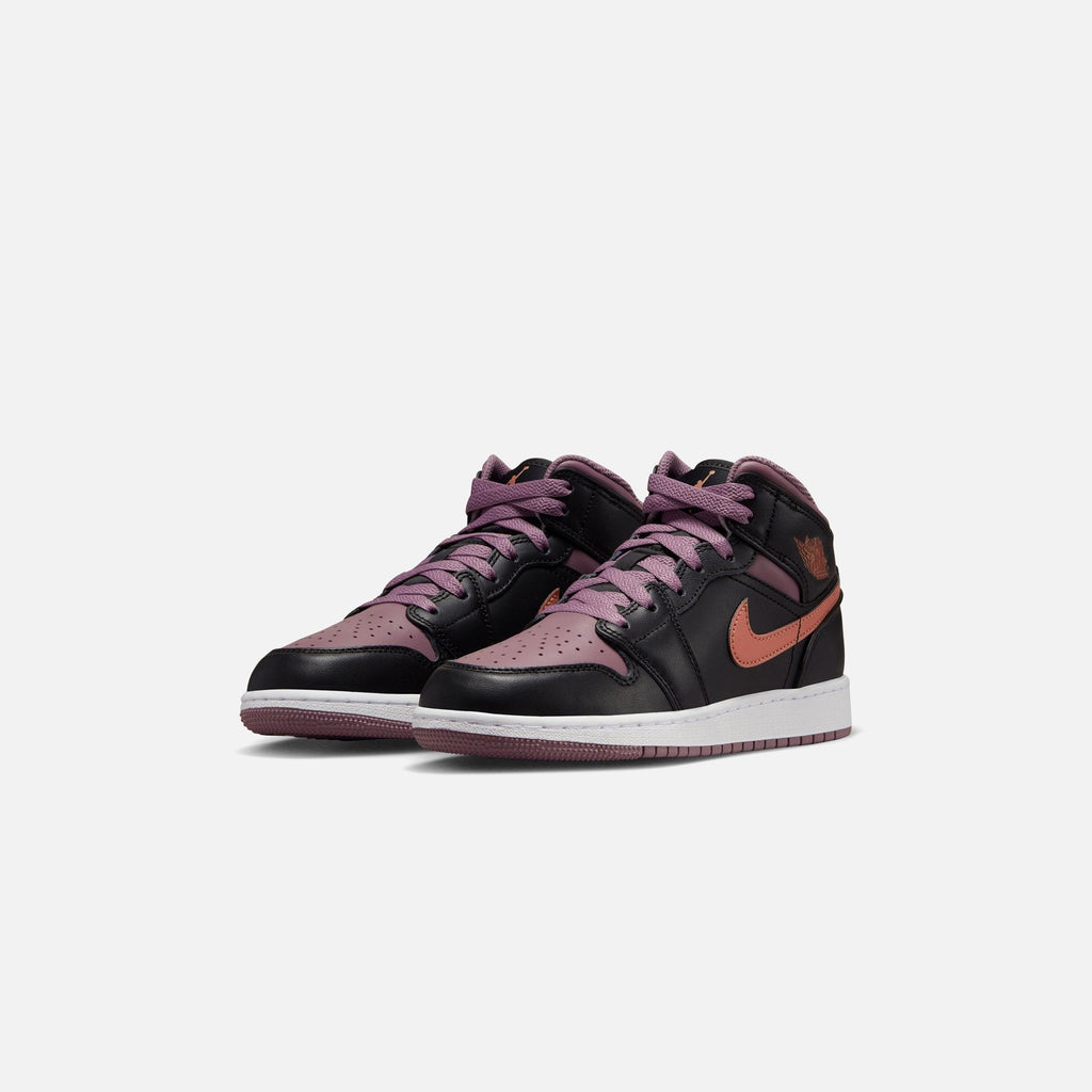 Nike GS Air Jordan 1 Mid SE - Black / Sky J Orange / Sky J Mauve / White