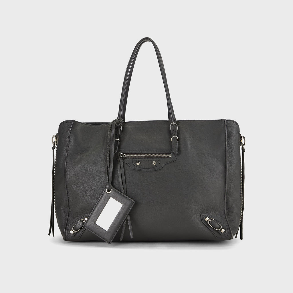 WGACA Balenciaga Calfskin Papier B4 Zip Around Tote Bag - Grey