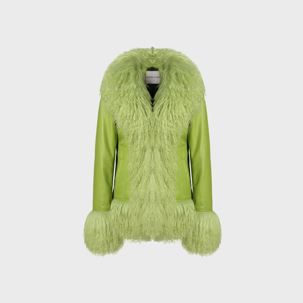 Susanna Chow Dorothy Leather Coat - Chartreuse