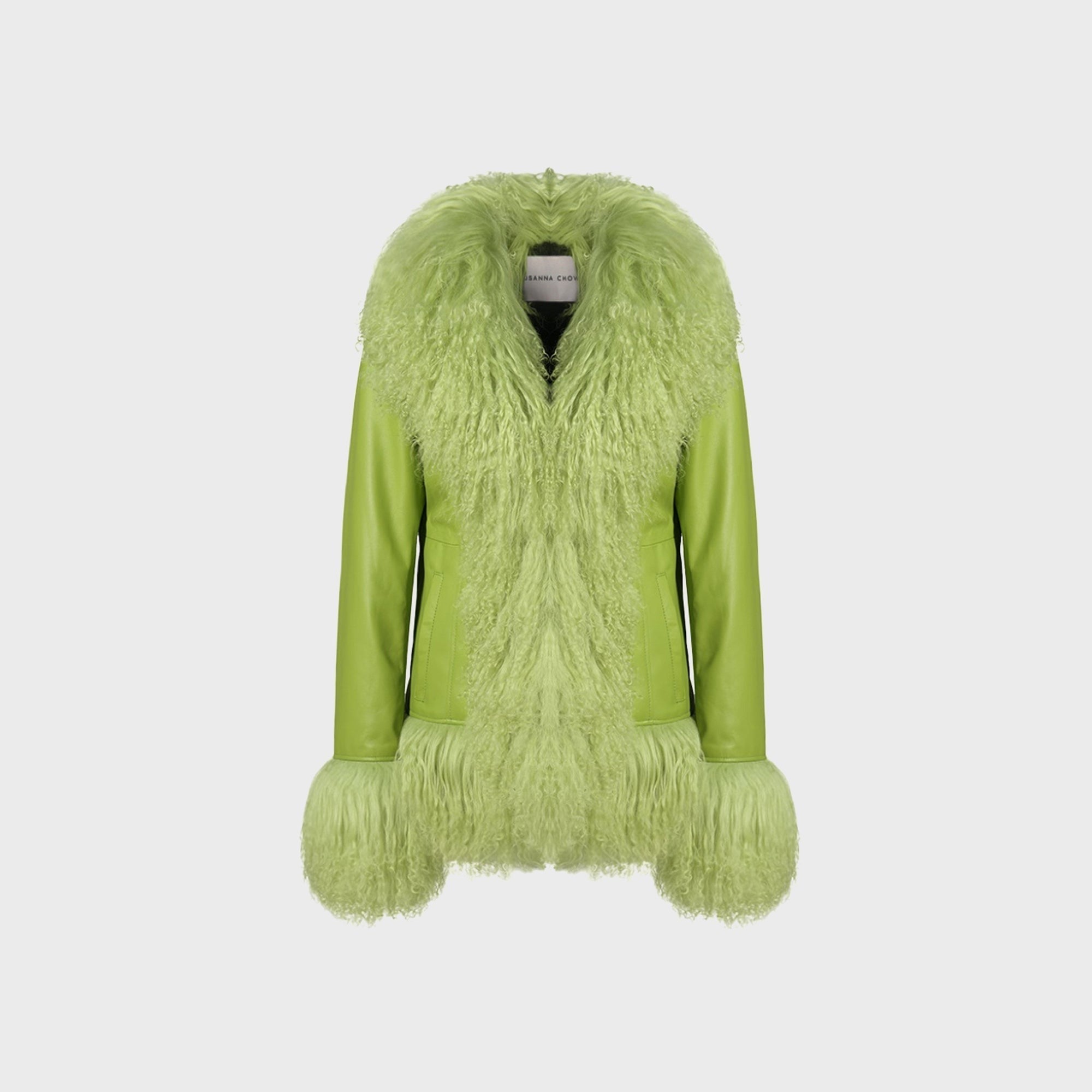 Susanna Chow Dorothy Leather Coat - Chartreuse