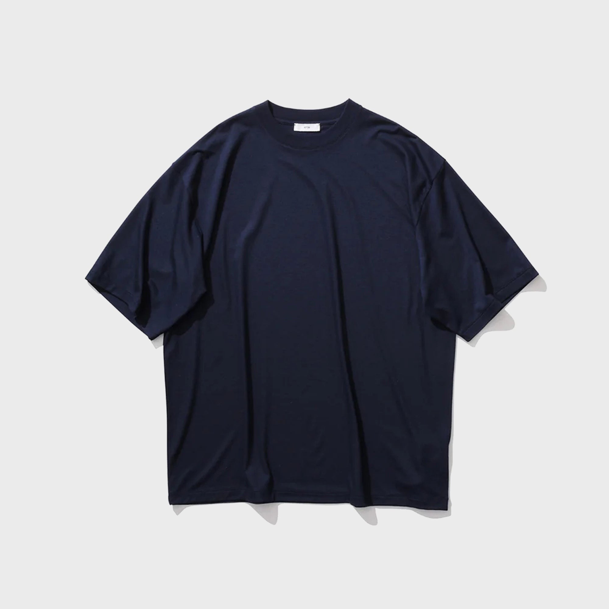 ATON Royal Wool Jersey Loose Fit Tee - Navy