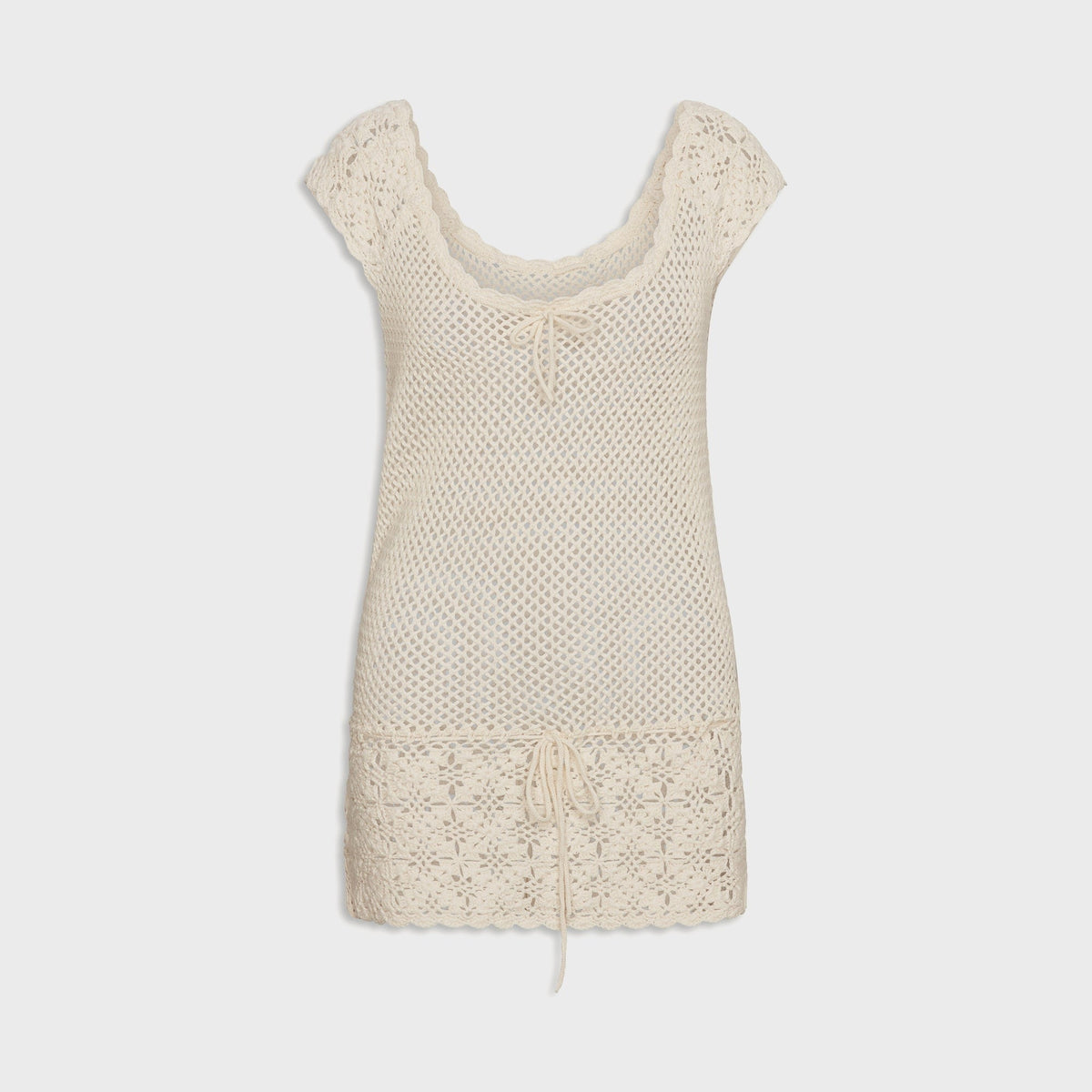 Frankies Bikinis Moss Crochet Mini Dress - White Rose