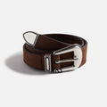Anderson's Narrowing Detail Western Nubuck Leather Belt - Brown