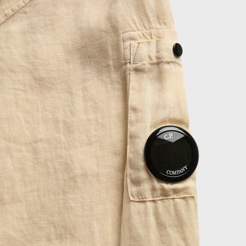 C.P. Company Linen Long Sleeve Button Lens Shirt - Frozen Dew