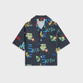 Kith Kids Thompson Camp Tossed Monogram Shirt - Nocturnal