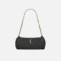 Saint Laurent YSL Cylinder Raffia Bag - Nero