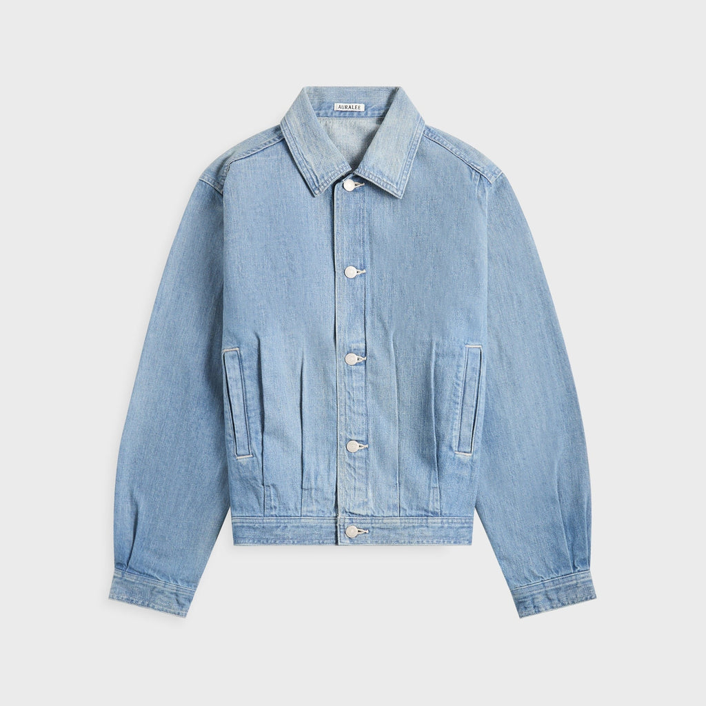 Auralee Selvedge Faded Light Denim Blouson - Light Indigo