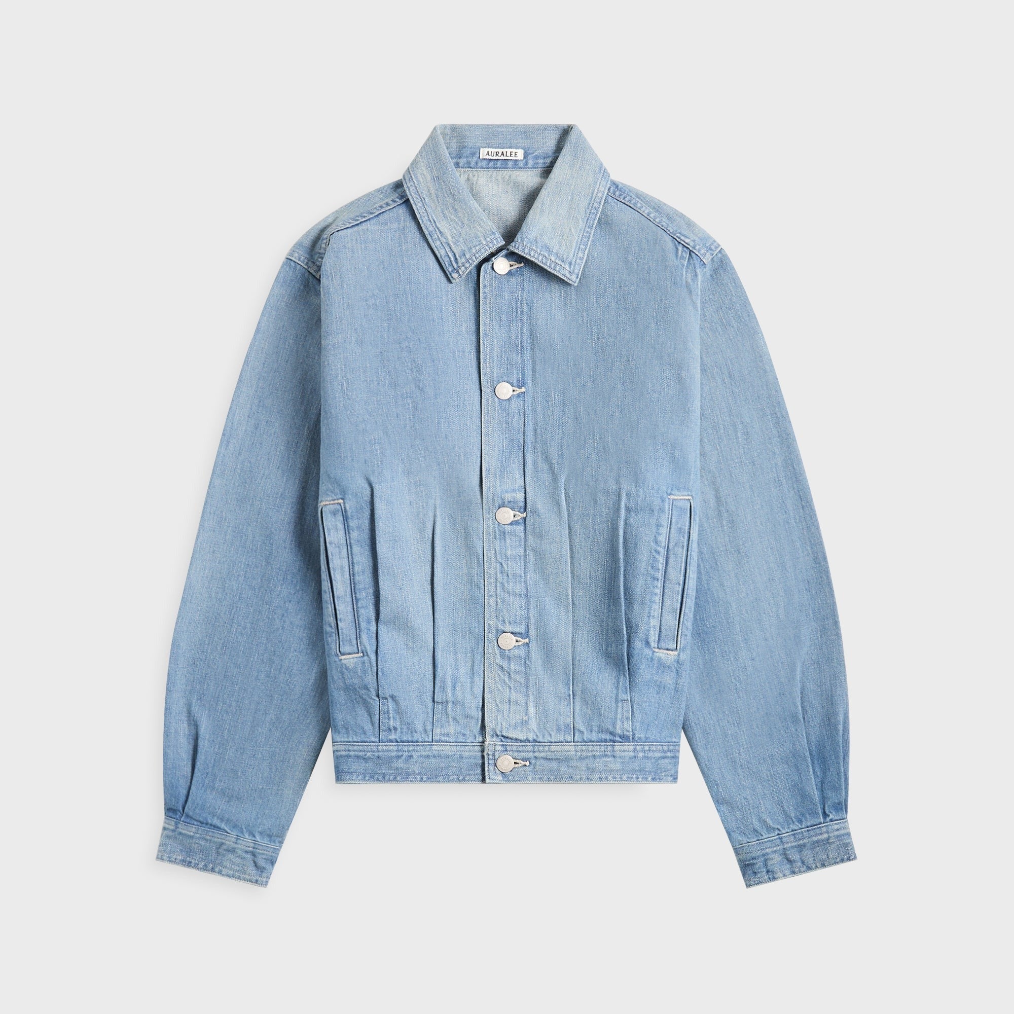 Auralee Selvedge Faded Light Denim Blouson - Light Indigo